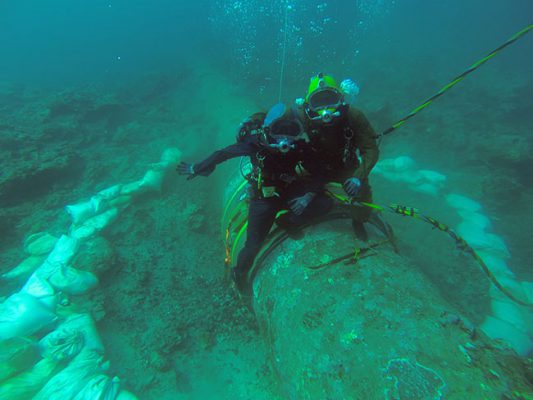 Commercial Diving project Hilo WWTP outfall pipeline